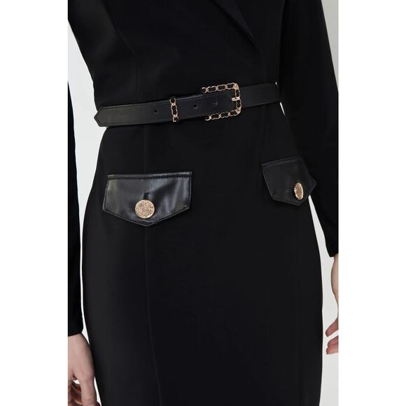 Joseph Ribkoff Long Sleeve Front Wrap Dress Style 223266 - Black, Size 14 NWT - Picture 2 of 5